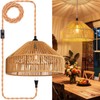 Hanging Lamps Rattan Pendant Light Hanging Lights 16.4ft Plug in