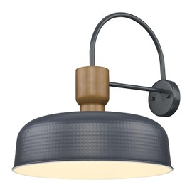 Darkaway Large Barn Light Fixtures 18inch Dome Wall Lamps Sconces with Hammered Metal Shade, Blue Gooseneck Lighting for Outdoor Indoor Patio Porch Hallway Garage Lights