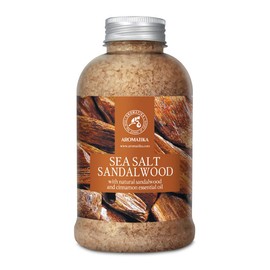 Bath Salt Sandalwood 600 g - Sea Salt with 100% Natural Sandalwood and Cinnamon Oil - Best for Good Sleep - Stress Relief - Bathing - Body Care - Beauty - Relaxation