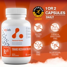 ATP LAB ATP LAB - Trans Resveratrol 99% 60 Capsules - Antioxidants Supplement - Immune System Support - Trans Resveratrol Supplement - Glowing Skin & Immune Support