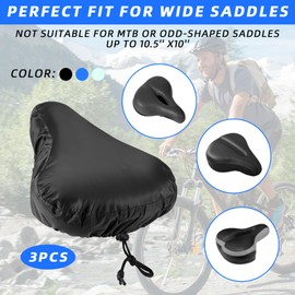 ECNHIVE 3PCS Waterproof Bike Seat Rain Cover, 3 Color Washable Bike Seat Cushion & Protective Water Resistant Bicycle Seat Protector Shield for Men & Women