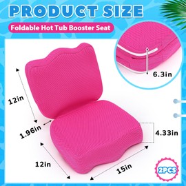 Yerliker Foldable Hot Tub Booster Seat, Inflatable Adjustable 2 Heights Extra Thick Hot Tub Pillow Bath Seat with Back Support Cushions, Washable for Spa Bathtub Indoor Outdoor(Rose Red,2 Pcs)