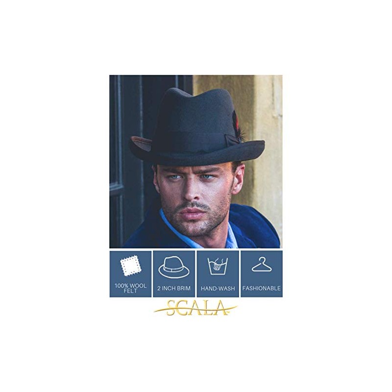 Scala Men's Wool Felt Homburg Hat, Black, Medium