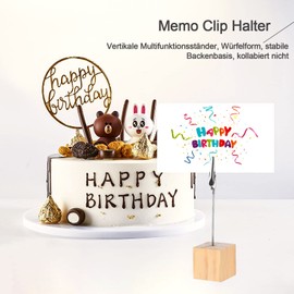 Pack of 10 Photo Holders with Clips, Wooden Card Holder Table, Picture Holder with Clips, Vertical Note/Photo Holder, Photo Cube for Pictures, Primary Colour