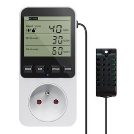 KETOTEK Contrôleur Temperature and Humidité with Probe, Digital Pinch Thermostat Terrarium, Regulator D'humidité et Temperature 230 V