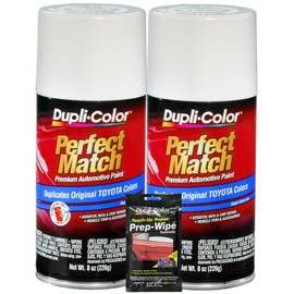Dupli-Color Super White II Exact-Match Automotive Paint For Toyota Vehicles (8 oz.), Bundles with Prep Wipe (3 Items)
