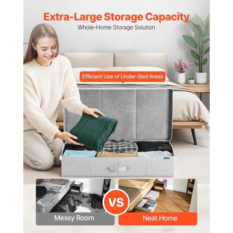 Large 48L Gray Bed Storage Lids 31.7 X 15.9 X