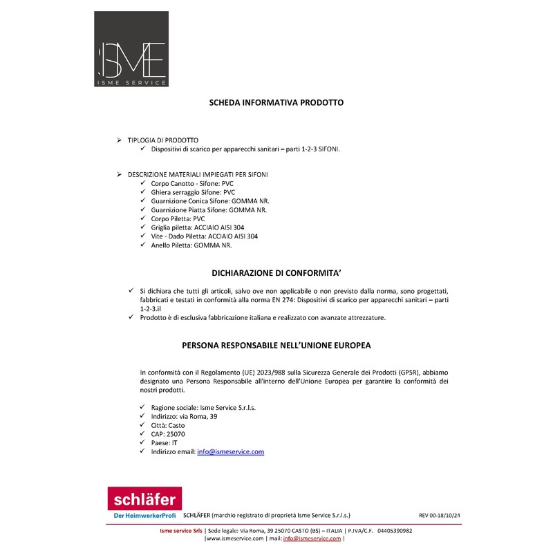 Schläfer 4395322 | Universal Pipe Siphon for Kitchen 1 inch