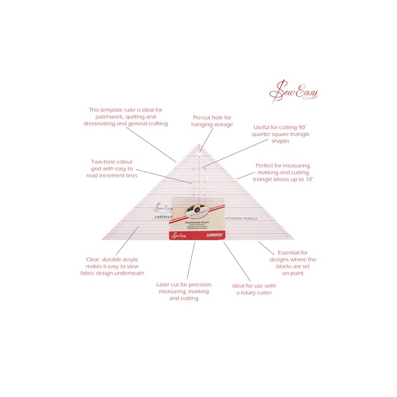 Sew Easy 90° Triangle Template – Quilting & Patchwork Rule