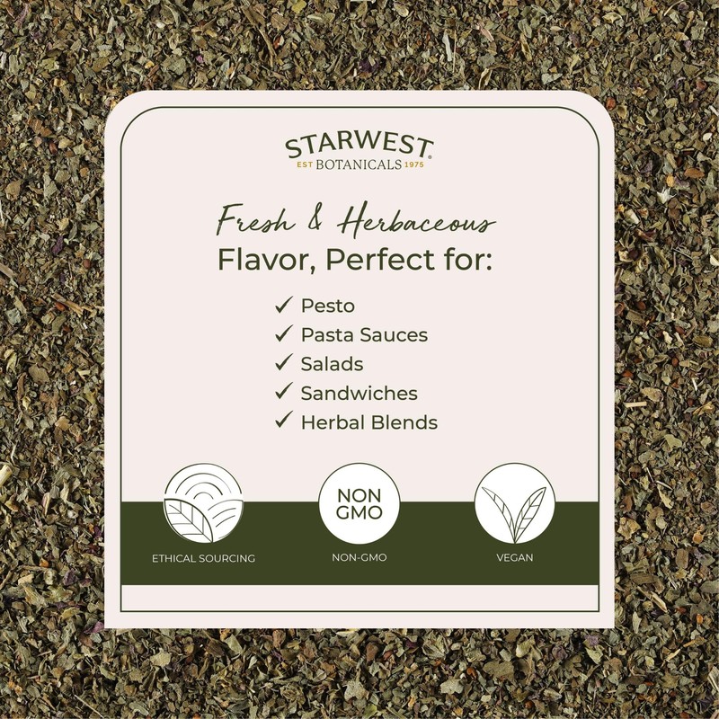 Starwest Botanicals Organic Basil Leaves - Dried Sweet Basil Leaf,