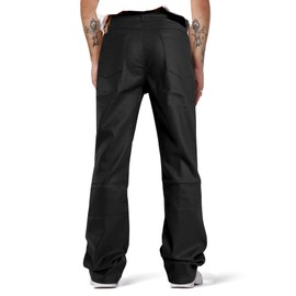 GINGTTO Mens Faux Leather Pants Black Wide Leg Leather Pants for Men 38
