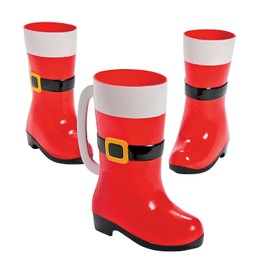 PLASTIC SANTA BOOT MUGS - Party Supplies - 12 Pieces