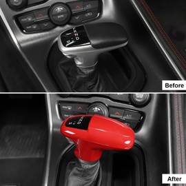 CheroCar for Dodge Gear Shift Knob Cover Trim Internal Accessories for 2015-2022 Dodge Challenger Charger ,for 2018-2022 Dodge Durango (Red)