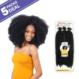 SHAKE N GO, FreeTress Crochet Braids 3X Pre-Fluffed Poppin Twist 20In (5-PACK, 27)