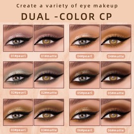 6 Colours Liquid Eyeshadow with Two Ends, Matte Mother of Pearl Eye Shadow 2-in-1, Metallic Shimmer Eye Shadow Smokey, Highlighter Waterproof and Durable Makeup Set