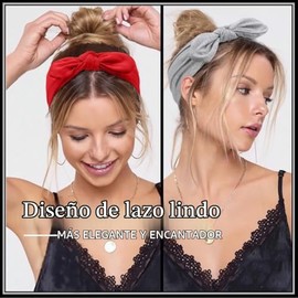 Tobeffect Diademas tipo bandana para mujer, estilo bohemio, color sólido, bandas elásticas para la cabeza con lazo para el cabello de mujer, antidesli