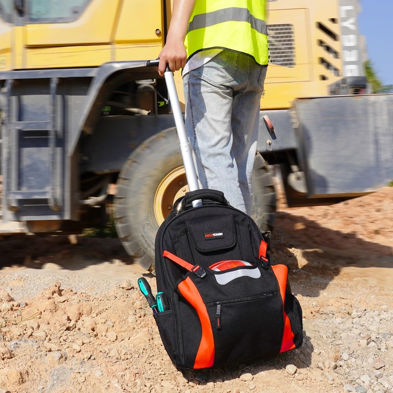 MELOTOUGH Wheeled Rolling Tool Bag Heavy Duty Tool Backpack with