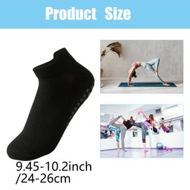 4 Pairs Non Slip Grip Yoga Socks, with Anti-Slip Silica Gel Particles, Breathable Socks, for Running, Ballet, Dance, Hospital,Home Workout,Yoga,Fitness Size 34-40