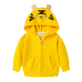 Mud Kingdom Cute Little Boy Fleece Jacket with Hood 4T Yellow Tiger