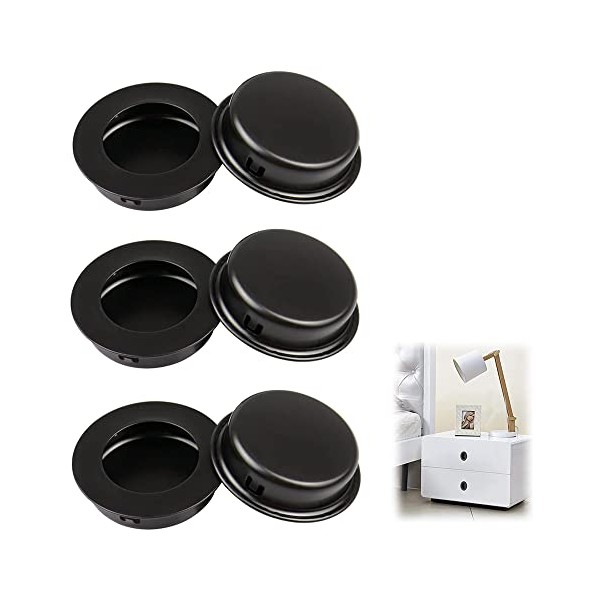 6 Pieces Circular Recessed Pull Handles Recessed Sliding Door Handles
