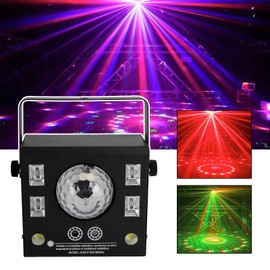 Topteng Disco Light Party Light, 4 in 1 RGB Disco Party DJ Light LED Stage DMX Magic Ball Light Strobe Beam Light with Magic Kaleidoscope Ball, Led Patterns Strobe Light and Purple UV Light