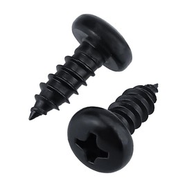 Glvaner #8 x 3/8 inch Phillips Pan Head Self Tapping Screws for Wood, Black Coated, 304 Stainless Steel 18-8, Round Head Sheet Metal Tek Screws, 50 pcs