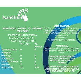 Cloruro de Magnesio Alimenticio 1KG – Suplemento Natural de Alta Pureza para Bienestar General | ISAAQUIM