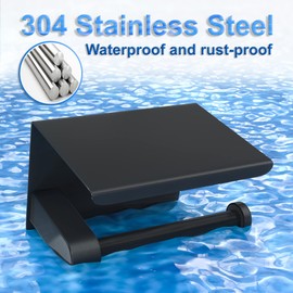 AZOMKER AZOMKER Toilettenpapierhalter, Klopapierhalter Ohne Bohren, Klopapierhalter, Toilettenpapier Halter, Toilettenpapier Halterung, Klopapier Halterung, 3M-Kleber/Schraubmontage (Schwarz)