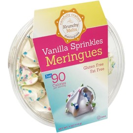 Krunchy Melts Original Meringue Cookies - Vanilla Sprinkles Flavor - Only 90 Calories Per Serving - Fat Free, Gluten Free, Dairy Free (4 Oz)