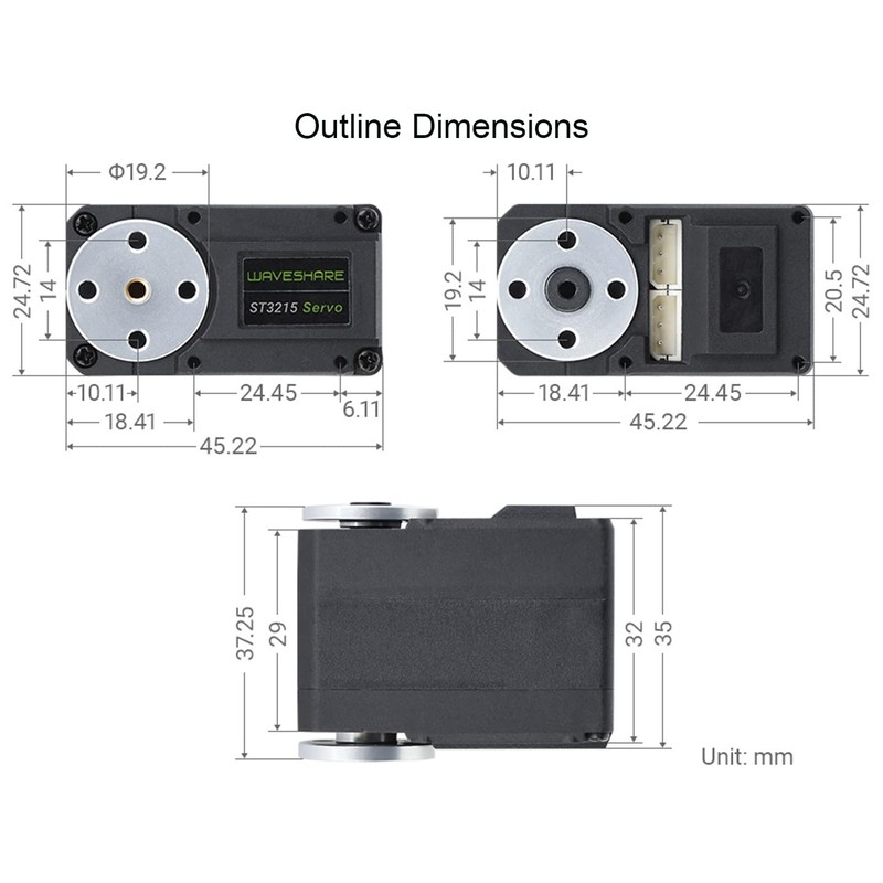 Waveshare 30KG High Torque Serial Bus Servo Motor, 360 Programmable