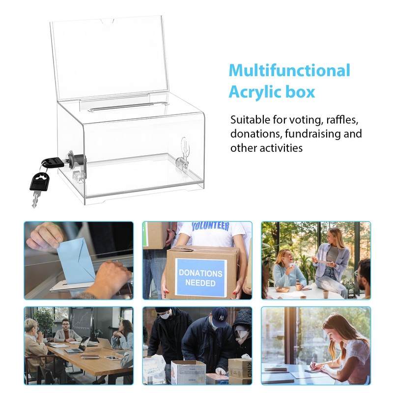 DEECOZY Acrylic Donation Box Lockable, Ballot Box Transparent with Key