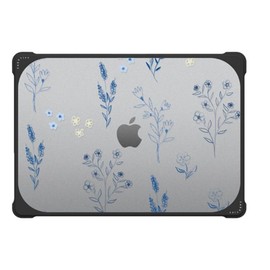 CASETiFY Bounce MacBook Air 15-inch (M2/M3/M4) Case [Enhanced Protective Corner Design/Ventilation Cutouts/Anti-Slip Grip] - Small Blue Flowers - Clear Black