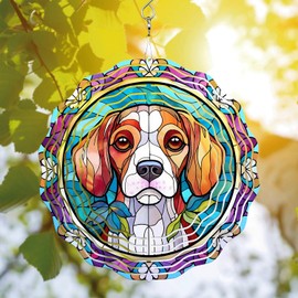 64memory Beagle Dog Wind Spinner, Beagle Dog Wind Spinner Hanging for Yard and Garden, Unique Gift Wind Spinner, 3D Hanging Wind Spinner Outdoor, Cute Beagle Dog Wind Spinner
