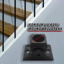 Decorex Hardware Aluminum Screw Down Swivel Shoe - DIY-Friendly Metal Balusters Shoe Base Staircase - Powder Coated Satin Black Stair Spindles Bases - Set of 10, for 5/8" Square Balusters - DH-57