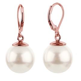 Ladies Earrings Earrings with Nena Lina 14 mm Muschelkern-Pearl and Gilded Surface, Handworked Sterling 925 Silver in