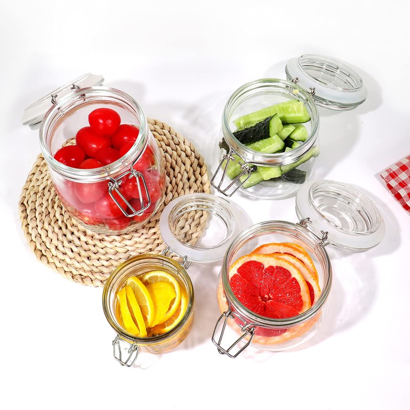 Betrome 25 oz 6 Pack Clear Glass Jars With Airtight
