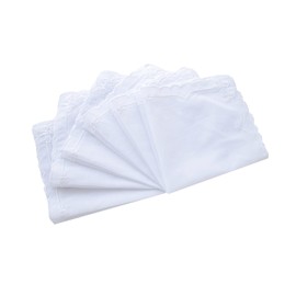 SrffbreMeOly Women's Cotton Handkerchiefs Embroidered Scalloped White Hankies Ladies Wedding Gift