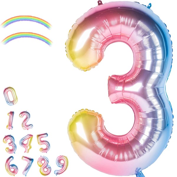 40 Inch Giant Foil Balloons Gradient Color Number Ballons Rainbow