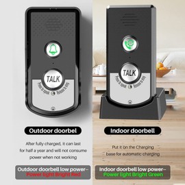 Sonew Intercom Doorbell, Wireless Intercom Doorbells, Waterproof Electronic Doorbell Chime, Long Distance Intercomunicador Voice Doorbell IP54 Waterproof, for Home Hotel