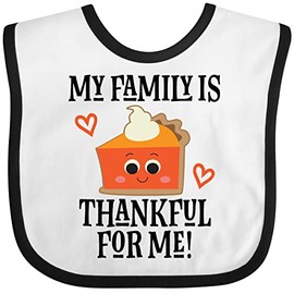 inktastic Thanksgiving Outfit Thankful Family Baby Bib White and Black 2da91