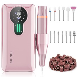 ENGERWALL Nail Cutter Electric Wireless 35000 rpm, Nail File Manicure Pedicure Set Professional Nail Drill, Nail Care Set for Nail Design in Salon and Home, Pink