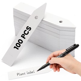 NbutWynee Plant Labels, 3-Inch Plant Markers,100Pcs Plant Tags, Plant Labels for Seedlings, Garden Labels with Pen for Identifying Seedlings, Flowers, and Vegetables, White, Waterproof