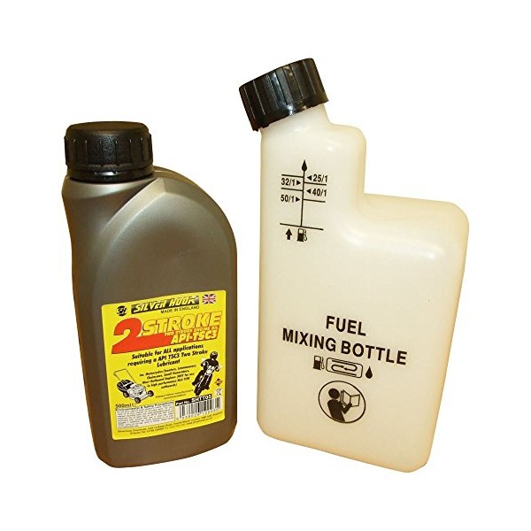 500 ML Of 2 Stroke Oil & Fuel Petrol Mixing Bottle For Chainsaw 25:1 40:1 50:1