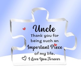 AMZQ Uncle Gifts- Delicate Uncle Birthday Gifts from Nephew Niece - Fathers Day Thanksgiving Christmas Birthday Gifts for Uncle, Uncle Acrylic Block Puzzle Piece Decorations Ideas