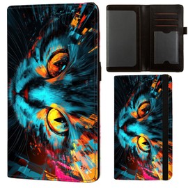 AIRMORS Leather Checkbook Cover for Women Checkbook Holder Wallet RFID Blocking Cute Checkbook Cover for Duplicate Checks Men Credit Card Wallet, Cat, Rfid Wallet