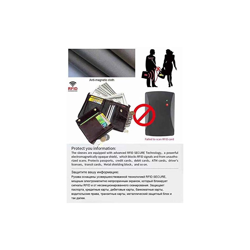 portafolios RFID de piel auténtica para hombre, con ventana de