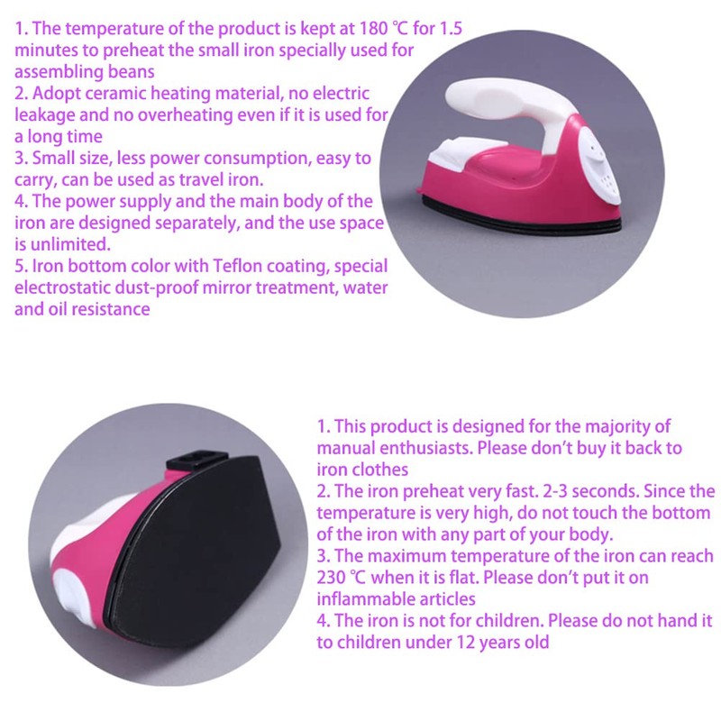 Mini Electric Iron for College Travel, Portable Ceramic Heating Quick