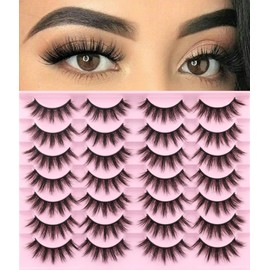 Lashes Wispy Faux Mink Lashes Fluffy False Eyelashes Natural Look 16mm Eye Lashes 6D Volume Fake Lashes pack by Kiromiro 14 Pairs