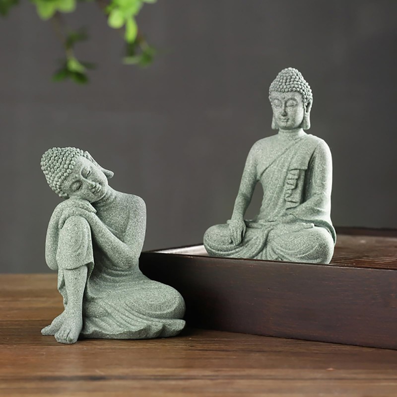 RemeeHi Stone Buddha Statue Decoration for Praying Good Luck Figurine