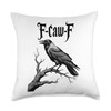 Black Crow F-Caw-F Funny Black Bird Throw Pillow
